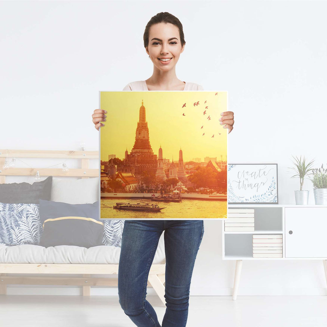 Selbstklebende Folie Bangkok Sunset - IKEA Lack Tisch 78x78 cm - Folie
