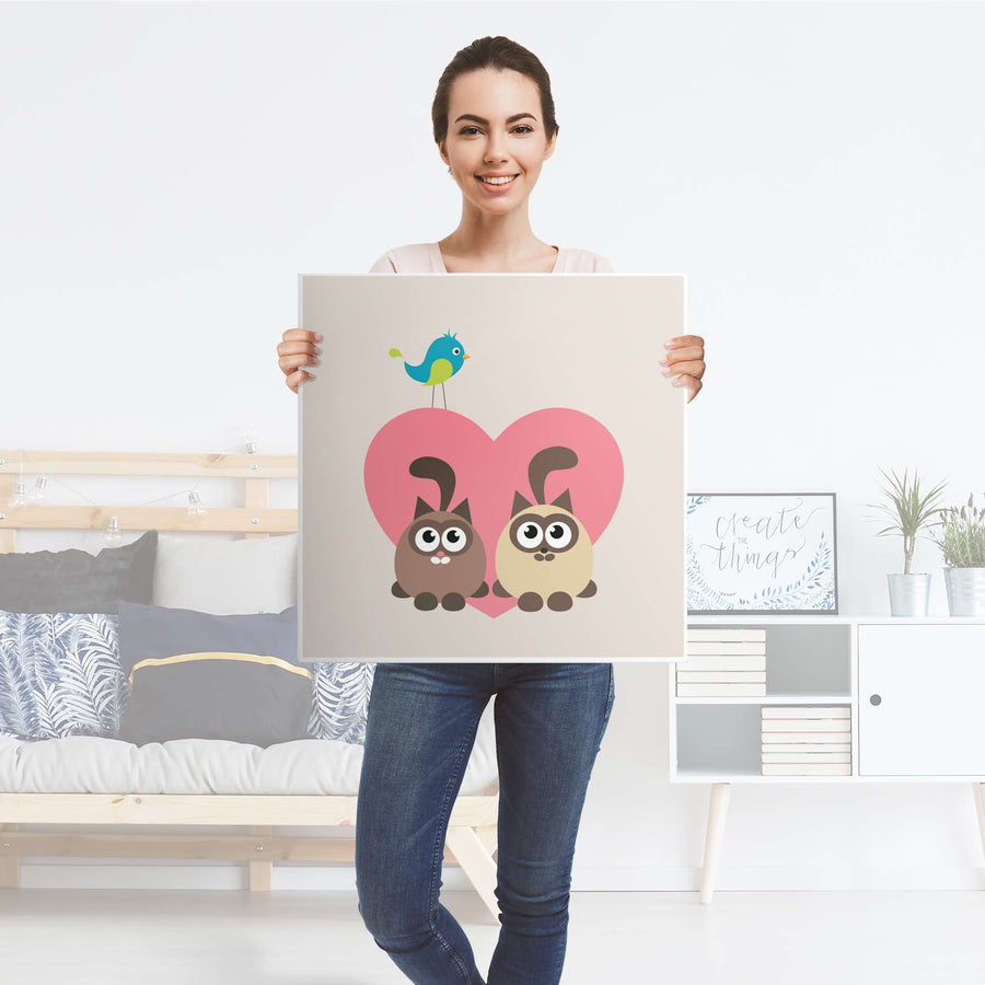 Selbstklebende Folie Cats Heart - IKEA Lack Tisch 78x78 cm - Folie