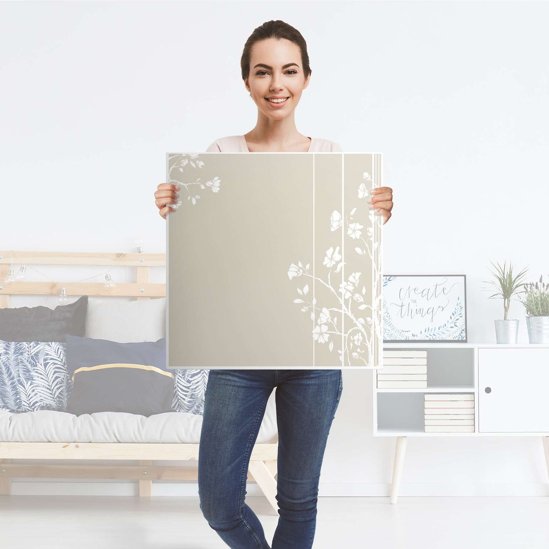 Selbstklebende Folie Florals Plain 3 - IKEA Lack Tisch 78x78 cm - Folie
