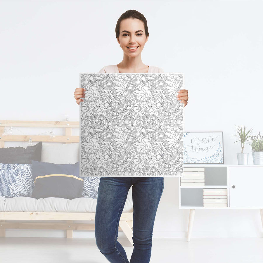 Selbstklebende Folie Flower Lines 2 - IKEA Lack Tisch 78x78 cm - Folie