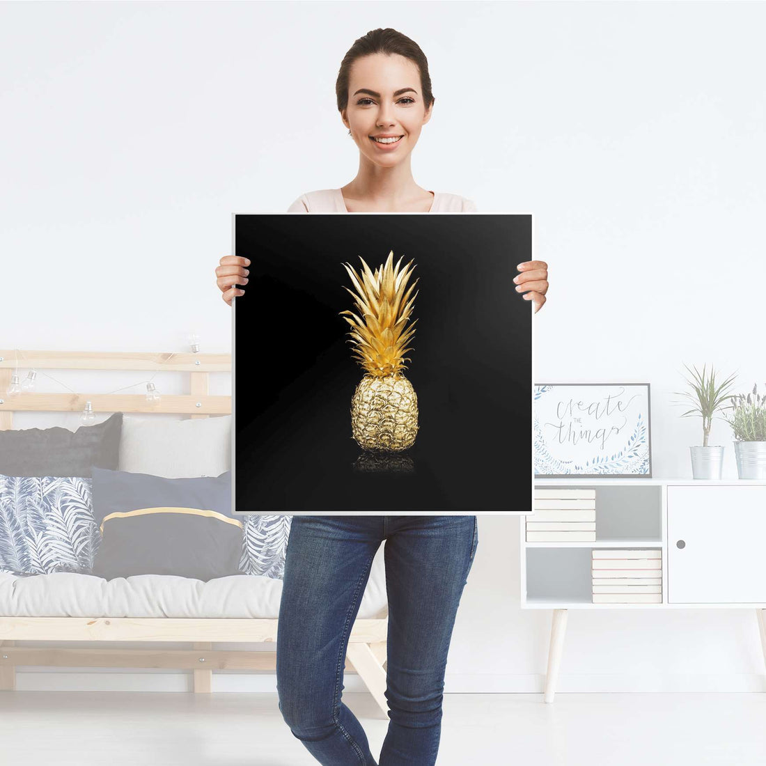 Selbstklebende Folie Goldenes Früchtchen - IKEA Lack Tisch 78x78 cm - Folie