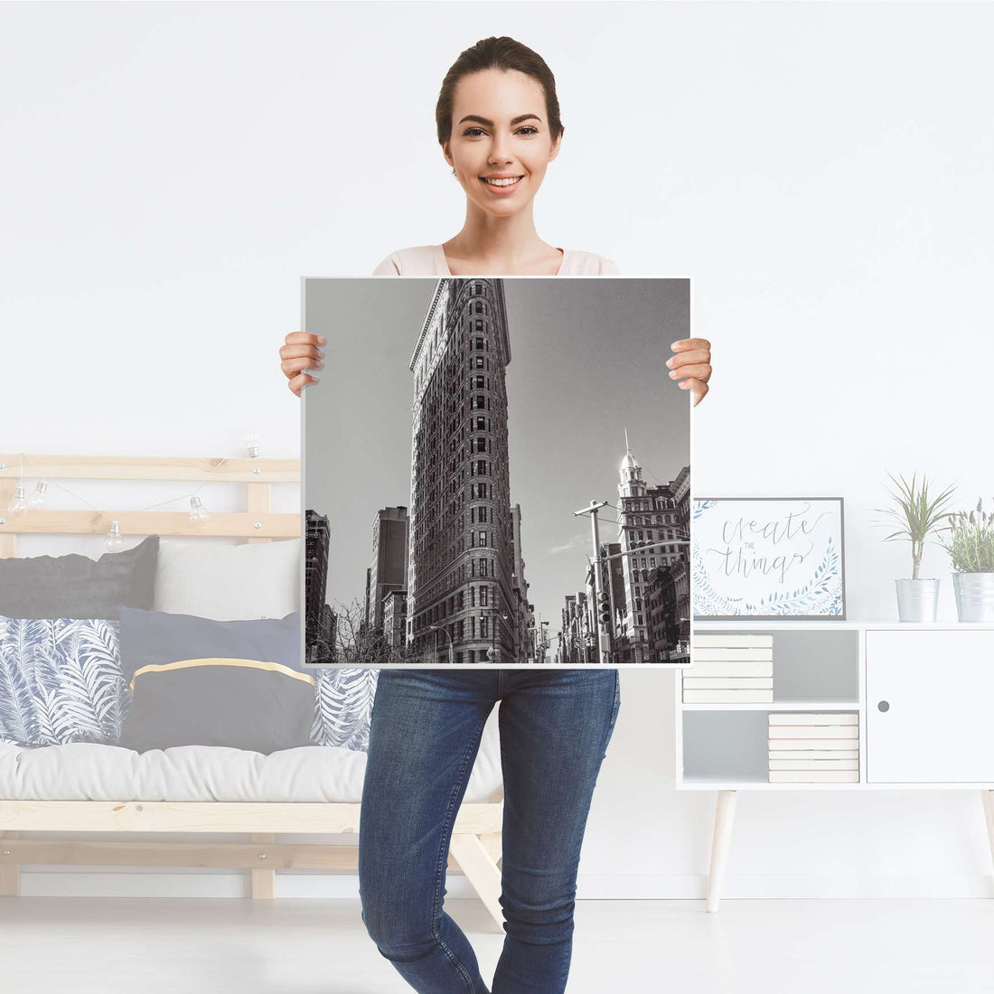 Selbstklebende Folie Manhattan - IKEA Lack Tisch 78x78 cm - Folie