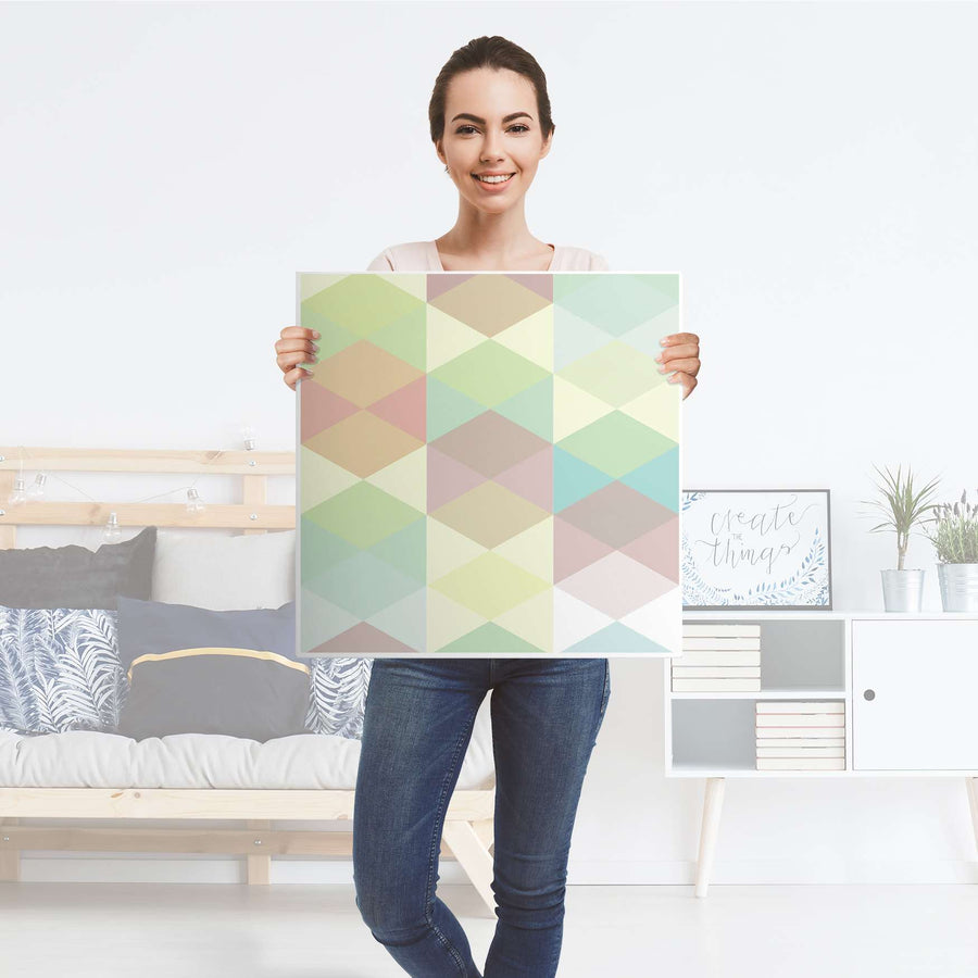 Selbstklebende Folie Melitta Pastell Geometrie - IKEA Lack Tisch 78x78 cm - Folie