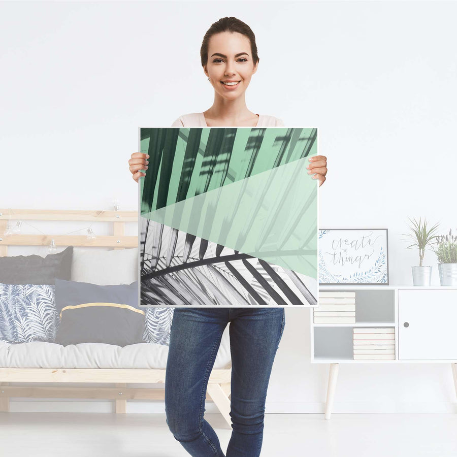 Selbstklebende Folie Palmen mint - IKEA Lack Tisch 78x78 cm - Folie