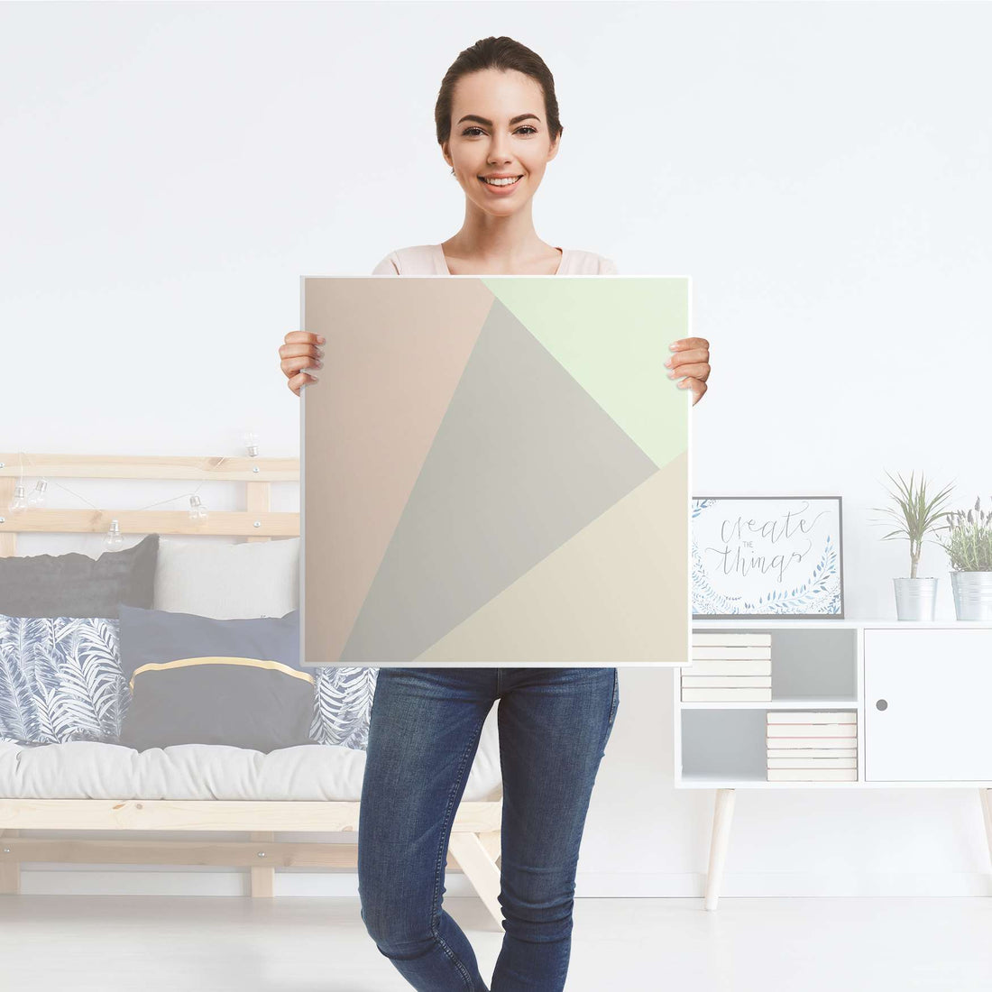 Selbstklebende Folie Pastell Geometrik - IKEA Lack Tisch 78x78 cm - Folie