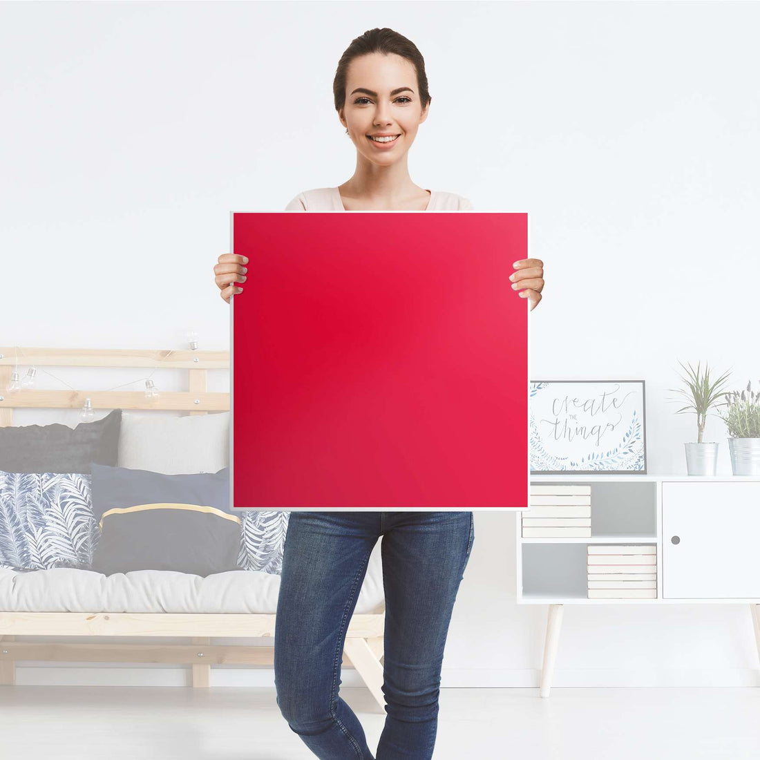 Selbstklebende Folie Rot Light - IKEA Lack Tisch 78x78 cm - Folie
