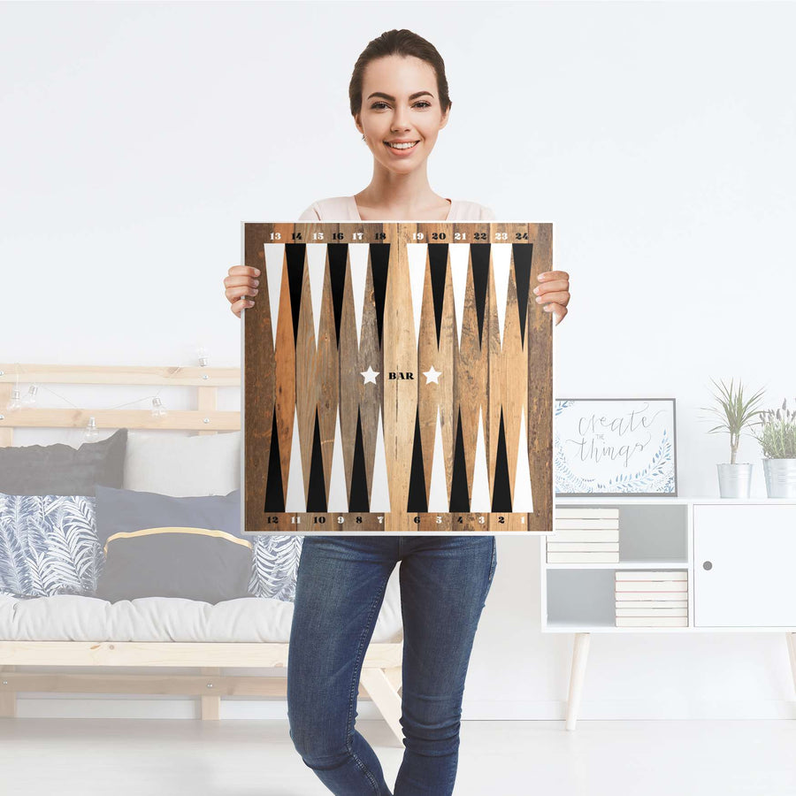 Selbstklebende Folie Spieltisch Backgammon Schwarz-weiß - IKEA Lack Tisch 78x78 cm - Folie