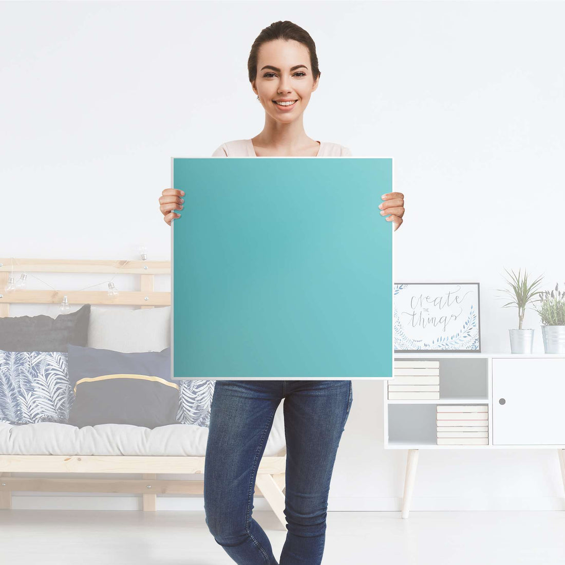 Selbstklebende Folie Türkisgrün Light - IKEA Lack Tisch 78x78 cm - Folie