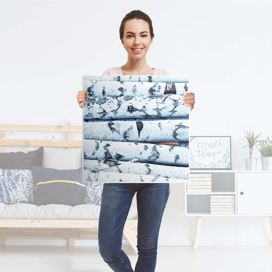 Selbstklebende Folie Weisses Buschwerk - IKEA Lack Tisch 78x78 cm - Folie