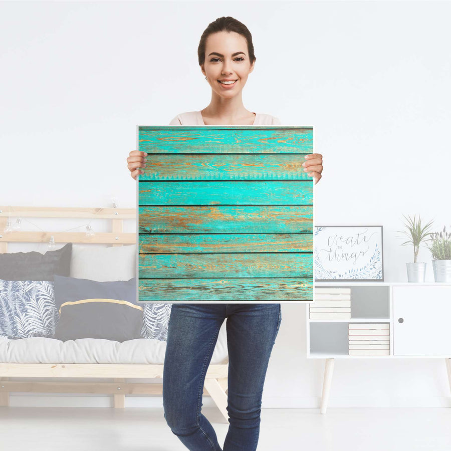 Selbstklebende Folie Wooden Aqua - IKEA Lack Tisch 78x78 cm - Folie