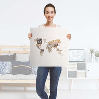 Selbstklebende Folie World Map - Braun - IKEA Lack Tisch 78x78 cm - Folie