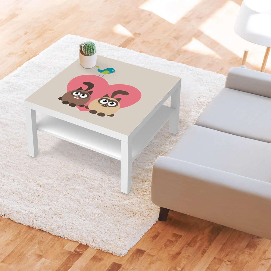 Selbstklebende Folie Cats Heart - IKEA Lack Tisch 78x78 cm - Kinderzimmer
