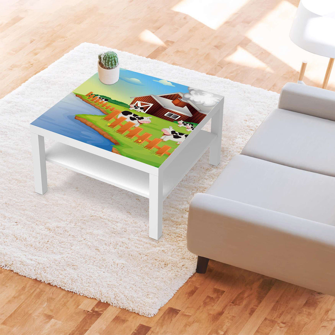 Selbstklebende Folie Cowfarm 2 - IKEA Lack Tisch 78x78 cm - Kinderzimmer