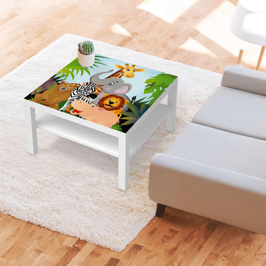 Selbstklebende Folie Wild Animals - IKEA Lack Tisch 78x78 cm - Kinderzimmer