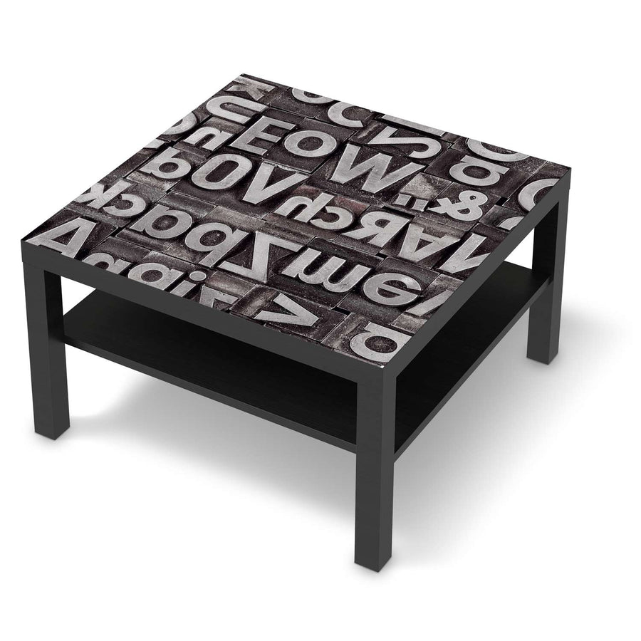 Selbstklebende Folie Alphabet - IKEA Lack Tisch 78x78 cm - schwarz