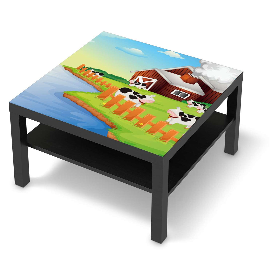 Selbstklebende Folie Cowfarm 2 - IKEA Lack Tisch 78x78 cm - schwarz