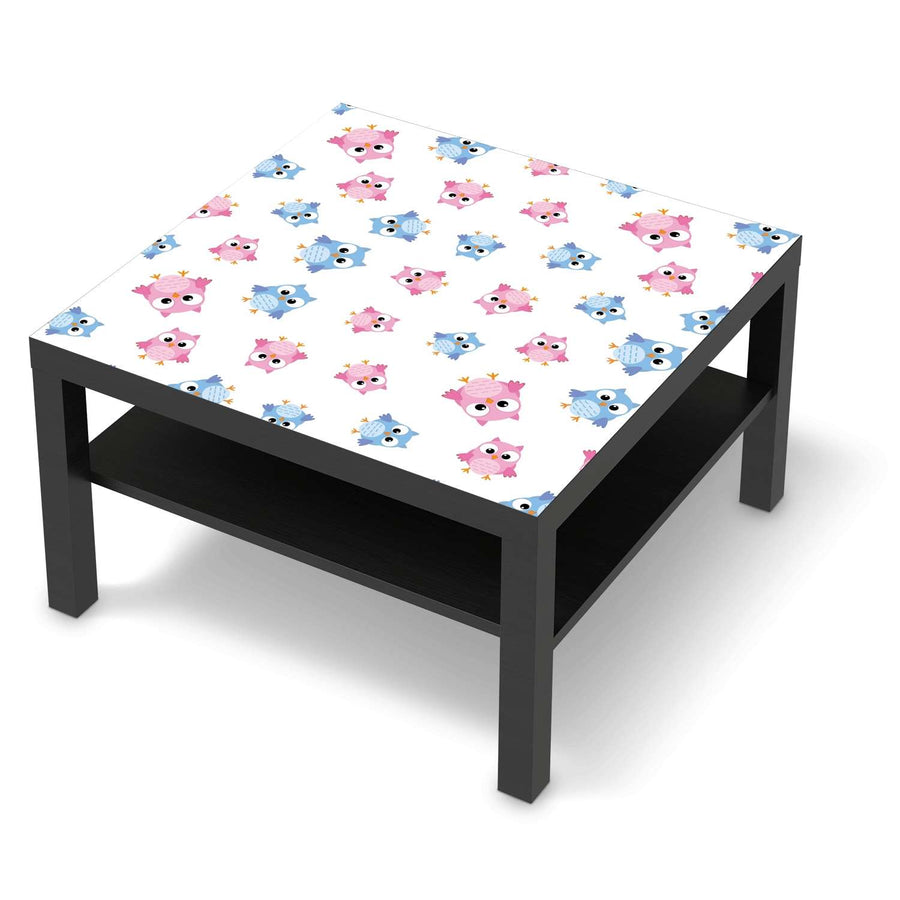 Selbstklebende Folie Eulenparty - IKEA Lack Tisch 78x78 cm - schwarz