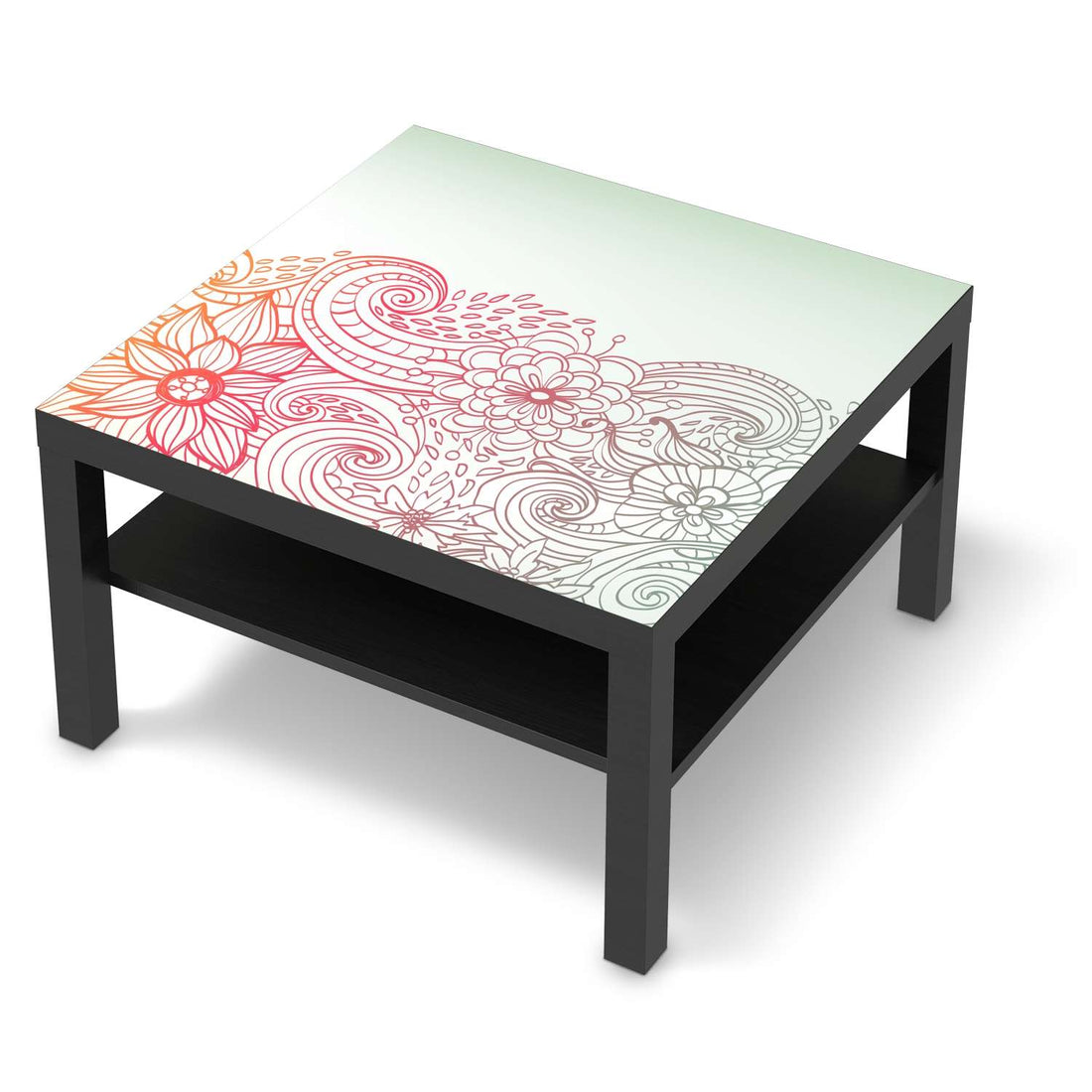 Selbstklebende Folie Floral Doodle - IKEA Lack Tisch 78x78 cm - schwarz