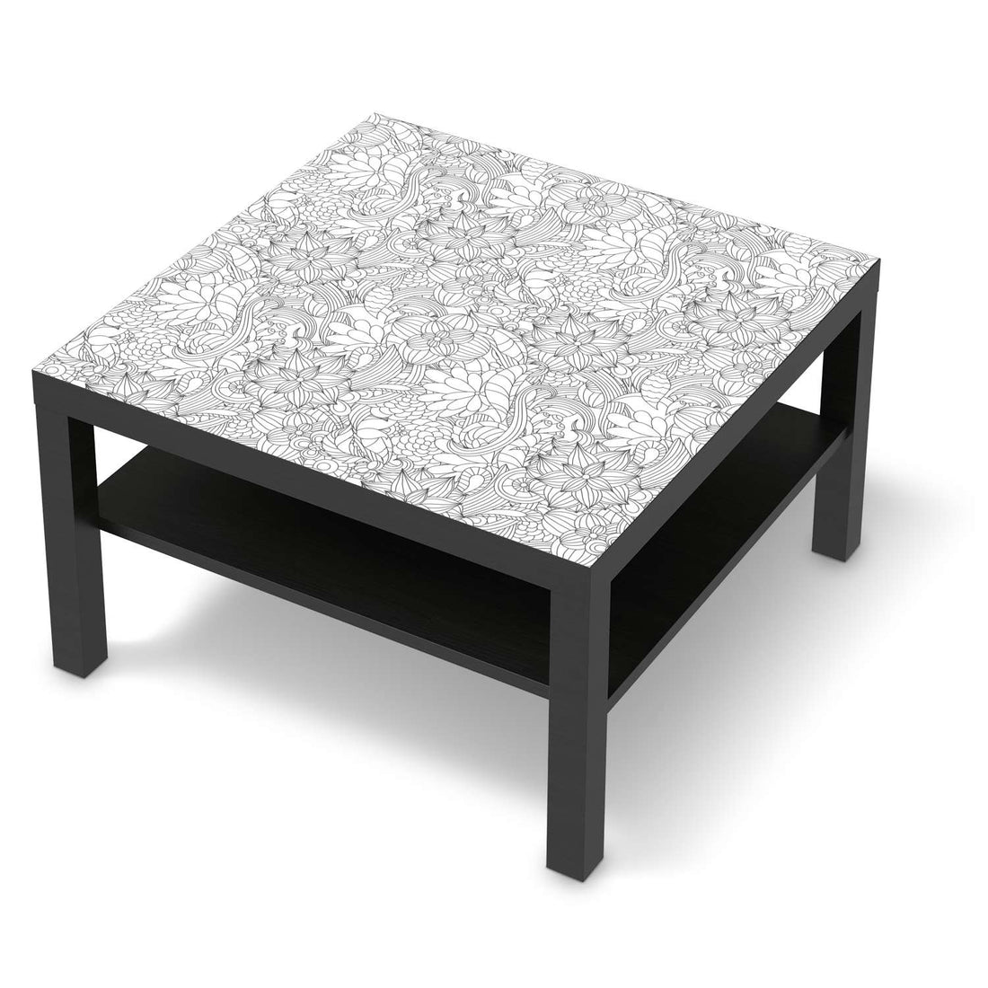 Selbstklebende Folie Flower Lines 2 - IKEA Lack Tisch 78x78 cm - schwarz