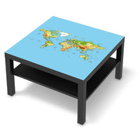 Selbstklebende Folie Geografische Weltkarte - IKEA Lack Tisch 78x78 cm - schwarz