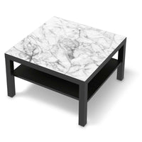 Selbstklebende Folie Marmor weiß - IKEA Lack Tisch 78x78 cm - schwarz