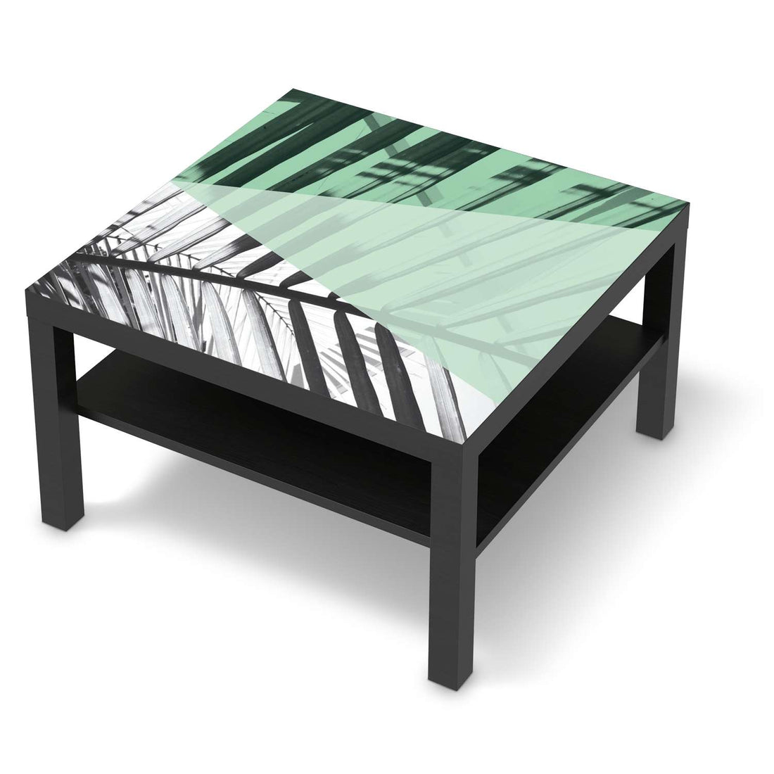 Selbstklebende Folie Palmen mint - IKEA Lack Tisch 78x78 cm - schwarz
