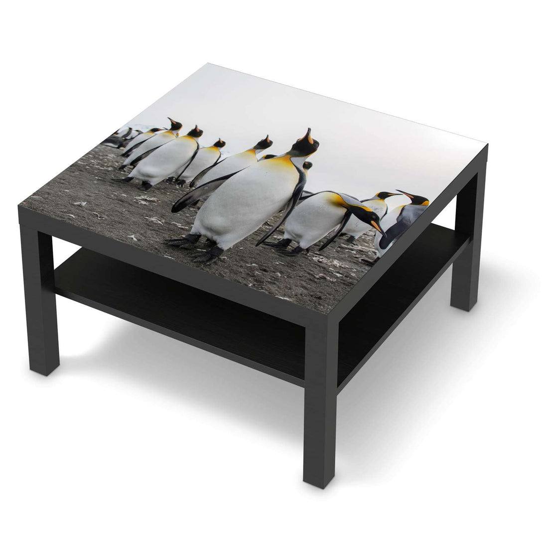 Selbstklebende Folie Penguin Family - IKEA Lack Tisch 78x78 cm - schwarz