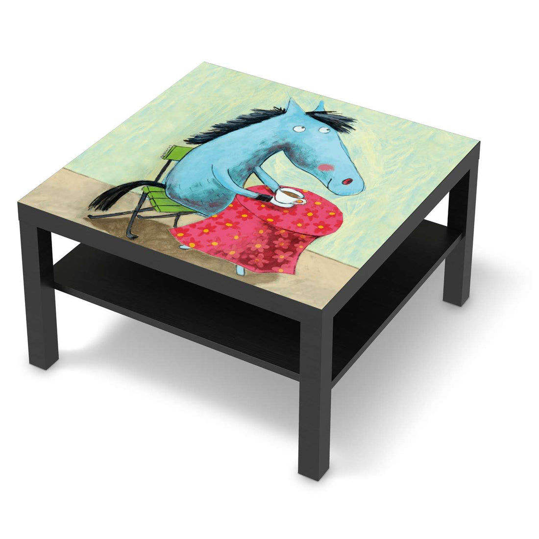Selbstklebende Folie Pferd - IKEA Lack Tisch 78x78 cm - schwarz