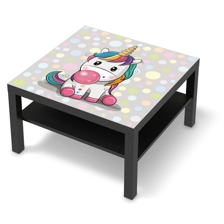 Selbstklebende Folie Rainbow das Einhorn - IKEA Lack Tisch 78x78 cm - schwarz
