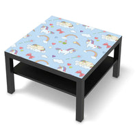 Selbstklebende Folie Rainbow Unicorn - IKEA Lack Tisch 78x78 cm - schwarz