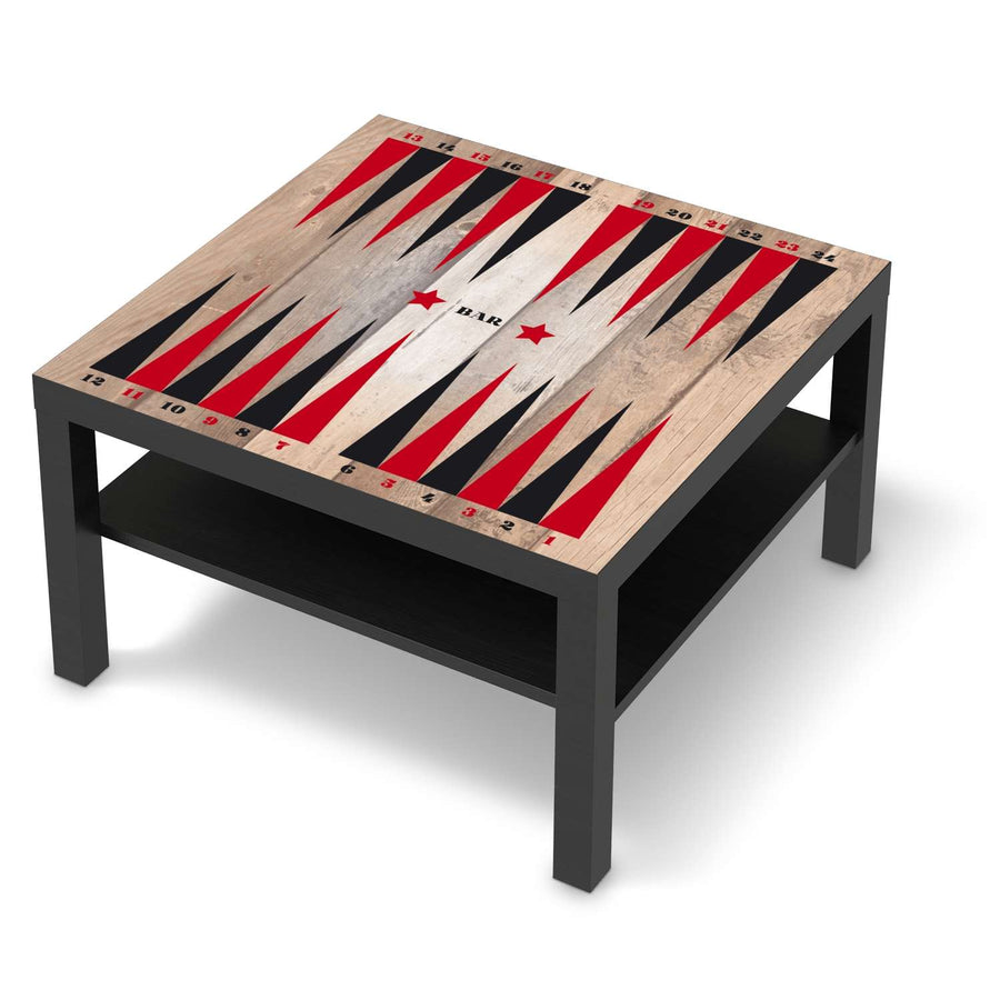 Selbstklebende Folie Spieltisch Backgammon Schwarz-Rot - IKEA Lack Tisch 78x78 cm - schwarz