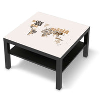 Selbstklebende Folie World Map - Braun - IKEA Lack Tisch 78x78 cm - schwarz