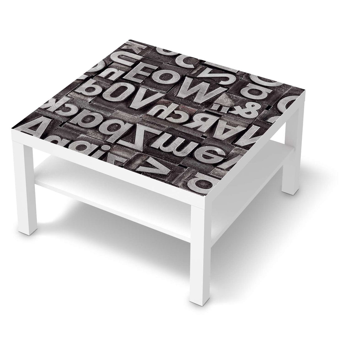 Selbstklebende Folie Alphabet - IKEA Lack Tisch 78x78 cm - weiss