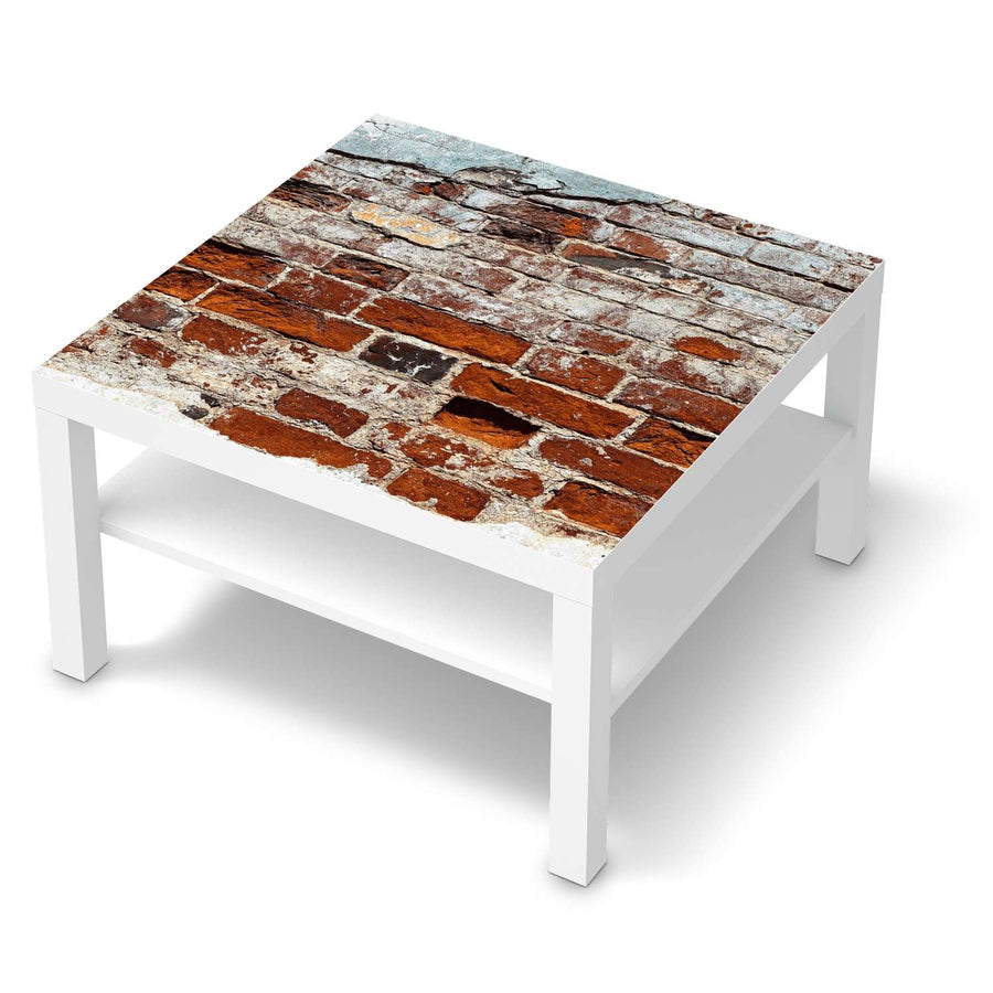 Selbstklebende Folie Backstein - IKEA Lack Tisch 78x78 cm - weiss