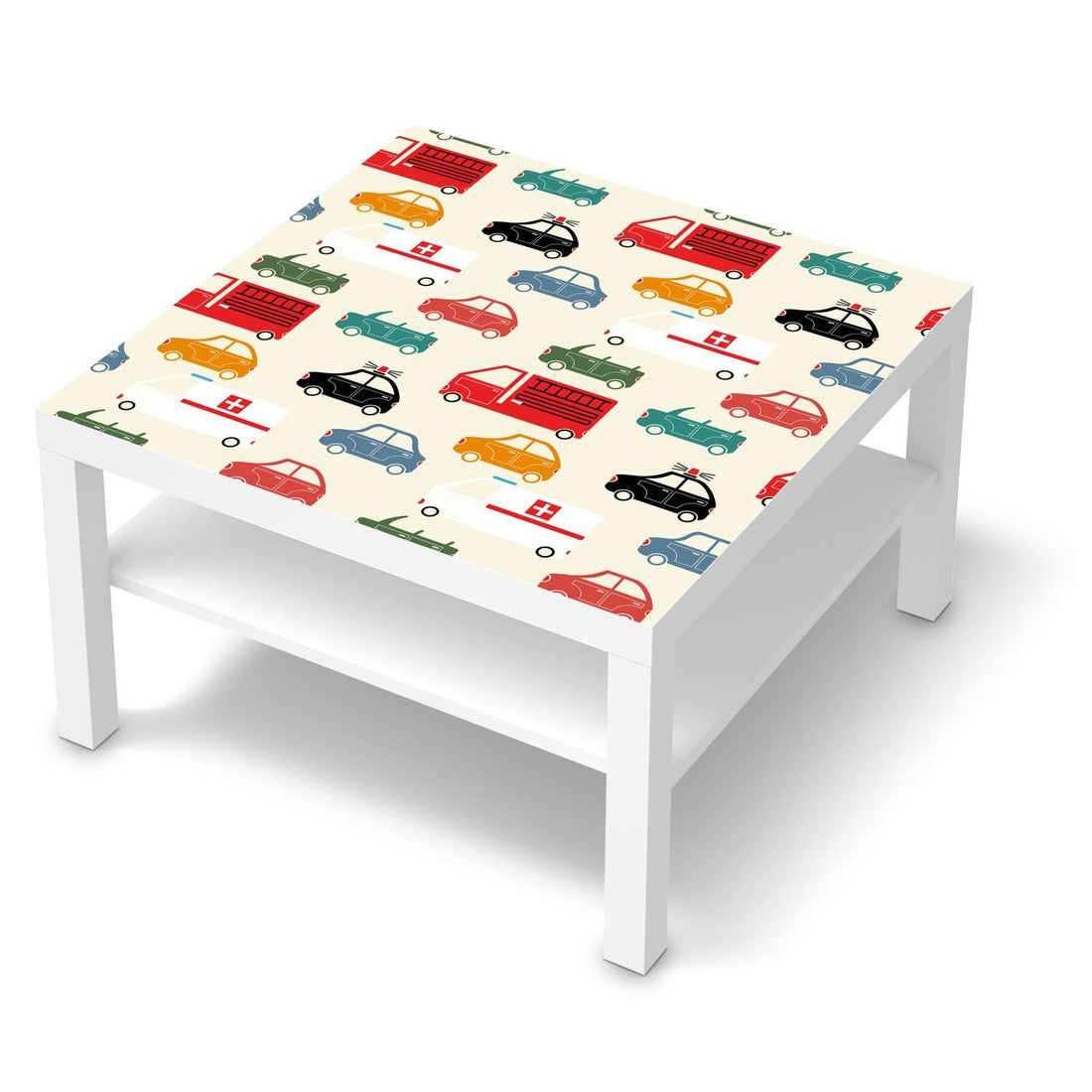 Selbstklebende Folie Cars - IKEA Lack Tisch 78x78 cm - weiss