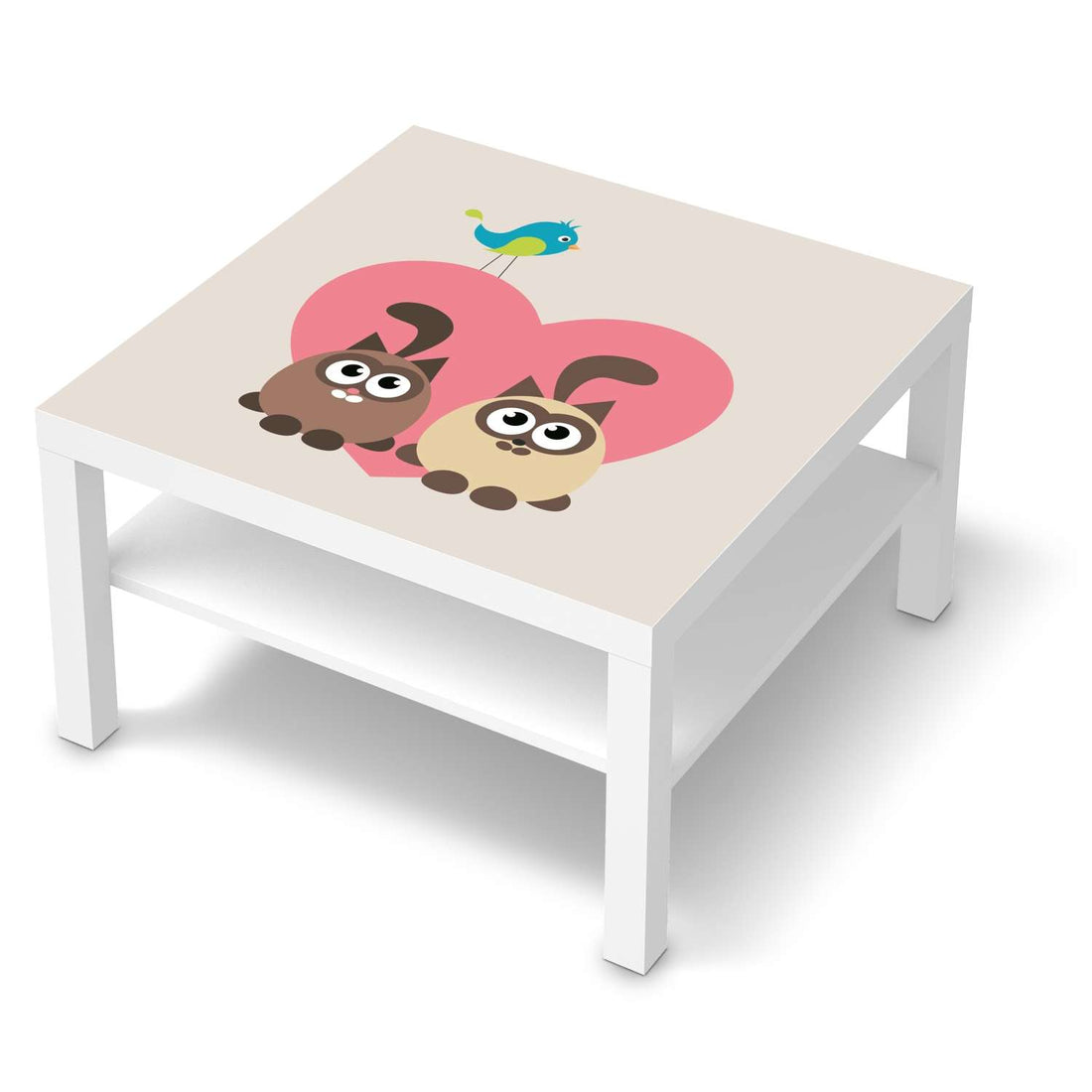 Selbstklebende Folie Cats Heart - IKEA Lack Tisch 78x78 cm - weiss