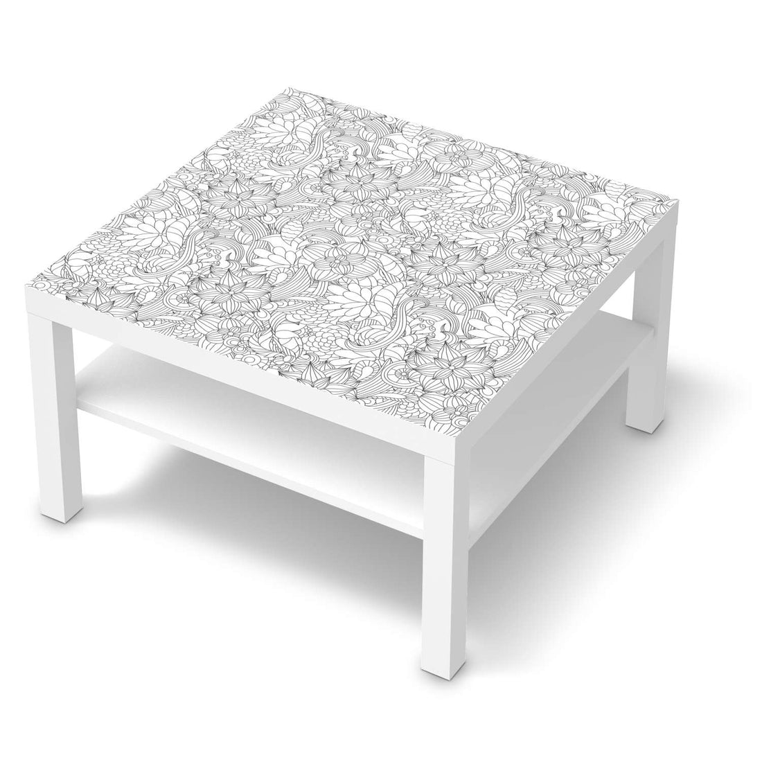 Selbstklebende Folie Flower Lines 2 - IKEA Lack Tisch 78x78 cm - weiss