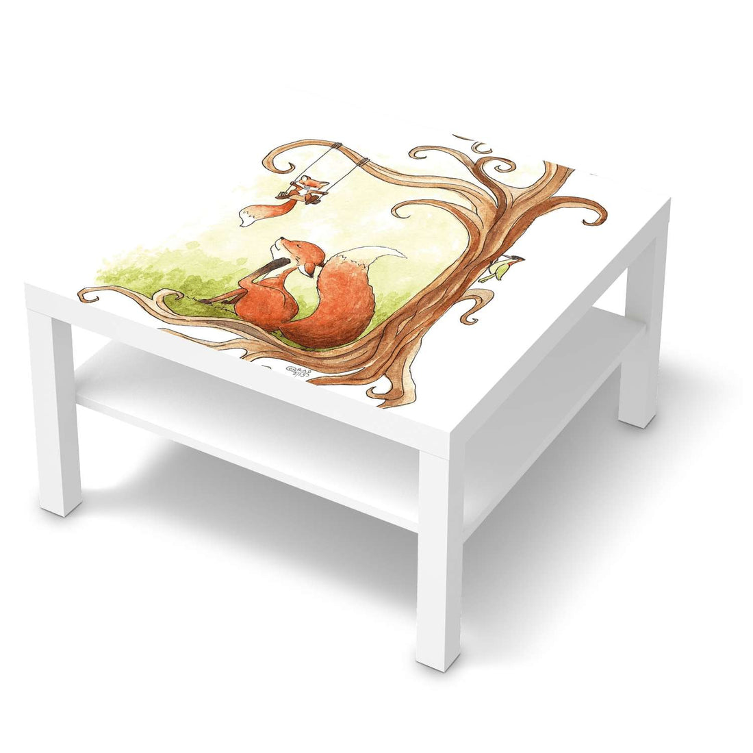 Selbstklebende Folie Füchse - IKEA Lack Tisch 78x78 cm - weiss