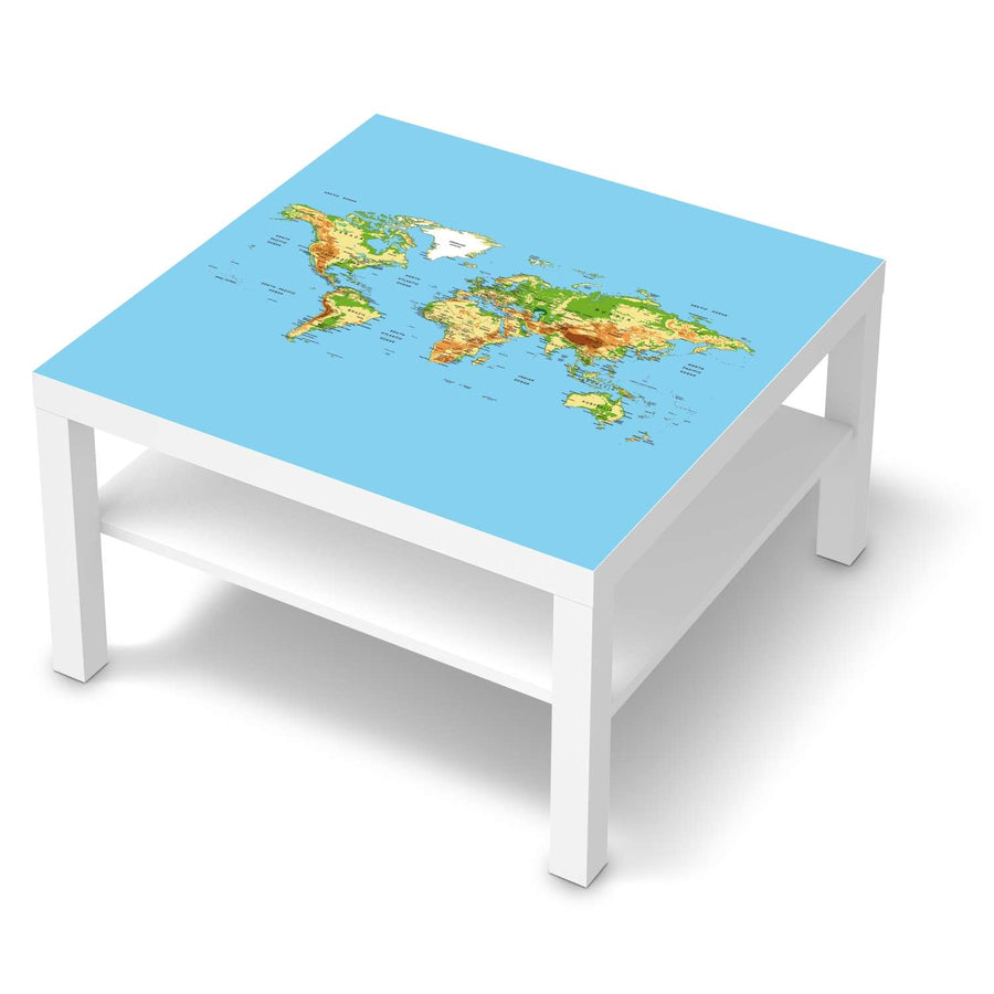 Selbstklebende Folie Geografische Weltkarte - IKEA Lack Tisch 78x78 cm - weiss