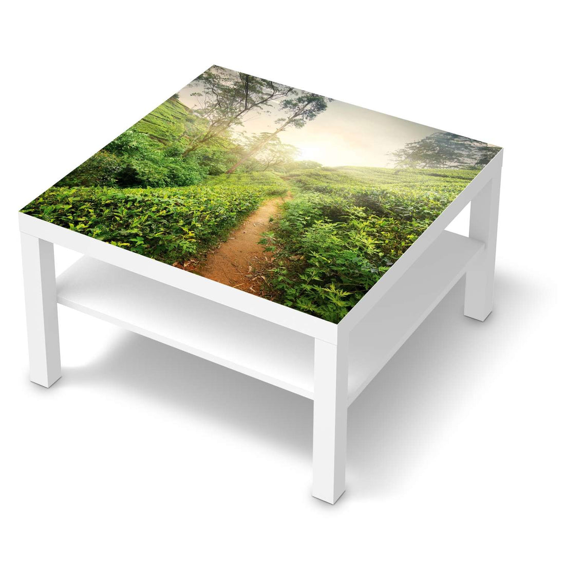 Selbstklebende Folie Green Tea Fields - IKEA Lack Tisch 78x78 cm - weiss