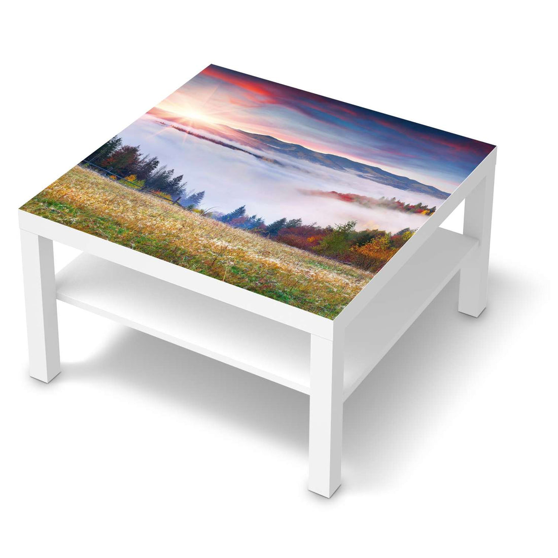 Selbstklebende Folie Herbstwald - IKEA Lack Tisch 78x78 cm - weiss
