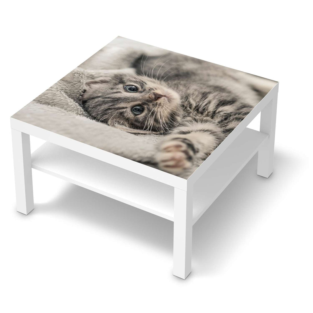 Selbstklebende Folie Kitty the Cat - IKEA Lack Tisch 78x78 cm - weiss