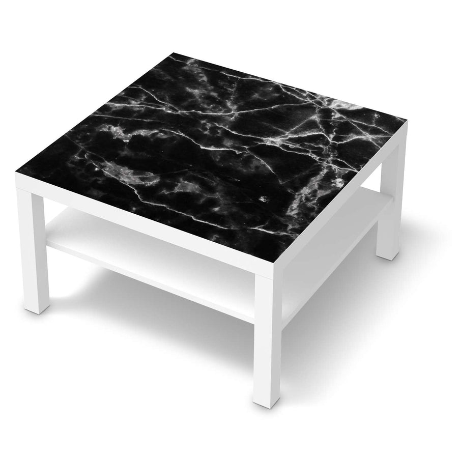 Selbstklebende Folie Marmor schwarz - IKEA Lack Tisch 78x78 cm - weiss