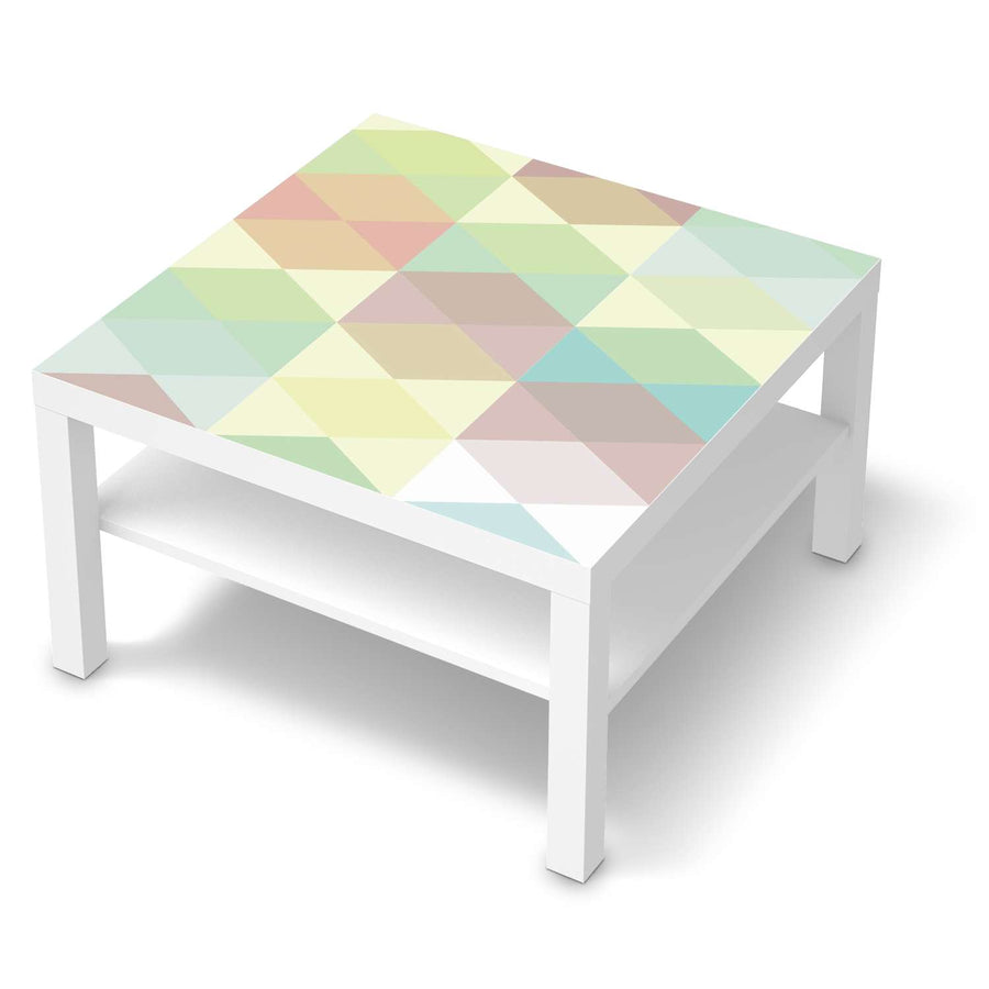 Selbstklebende Folie Melitta Pastell Geometrie - IKEA Lack Tisch 78x78 cm - weiss