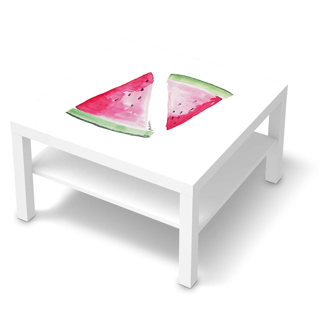 Selbstklebende Folie Melone - IKEA Lack Tisch 78x78 cm - weiss