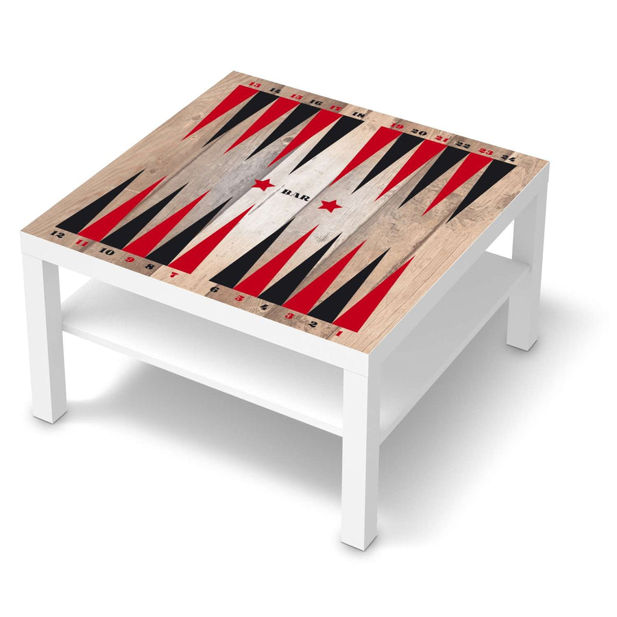Selbstklebende Folie Spieltisch Backgammon Schwarz-Rot - IKEA Lack Tisch 78x78 cm - weiss