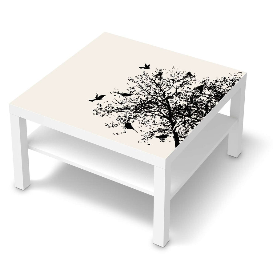 Selbstklebende Folie Tree and Birds 2 - IKEA Lack Tisch 78x78 cm - weiss