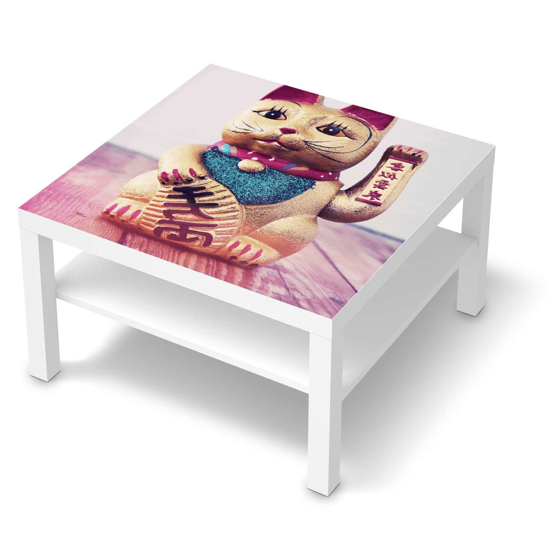 Selbstklebende Folie Winkekatze - IKEA Lack Tisch 78x78 cm - weiss