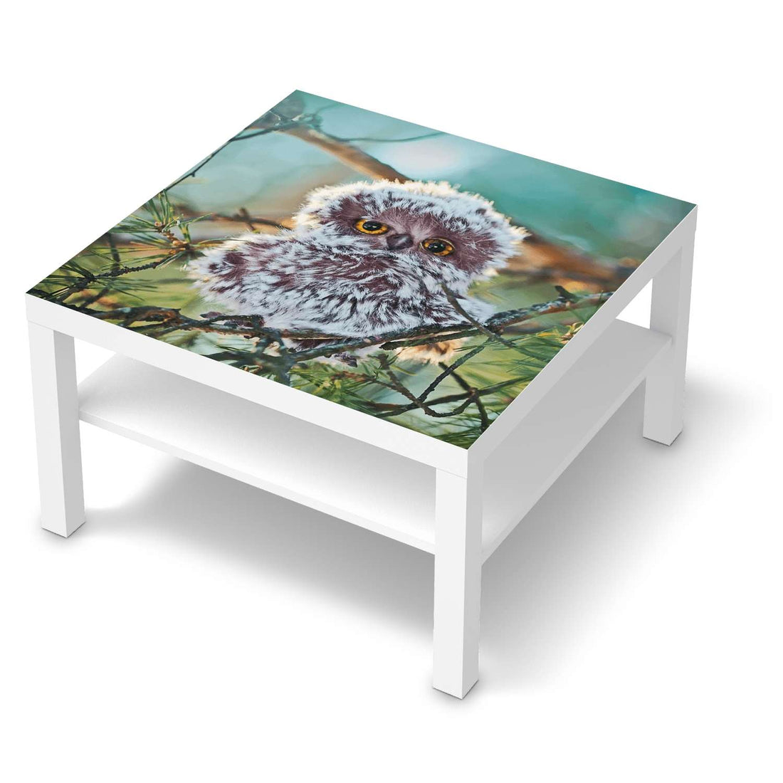Selbstklebende Folie Wuschel - IKEA Lack Tisch 78x78 cm - weiss