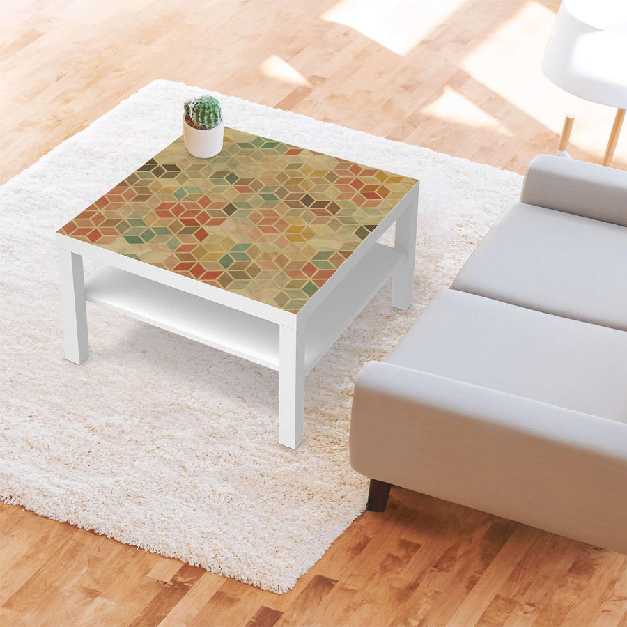 Selbstklebende Folie 3D Retro - IKEA Lack Tisch 78x78 cm - Wohnzimmer